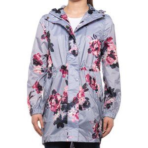NEW Joules Golightly Rain Coat Dusk Grey Floral 8